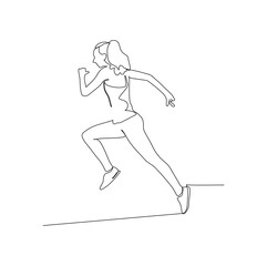Fototapeta na wymiar Active sporty young woman runner athlete - continuous one line drawing