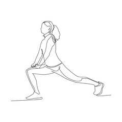 Athletic woman warming up before her morning workout, healthy lifestyle concept - continuous one line drawing