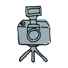 手描き風三脚付きのカメラ
