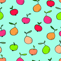 seamless pattern with apples and pears