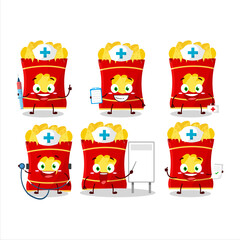 Doctor profession emoticon with potato chips cartoon character