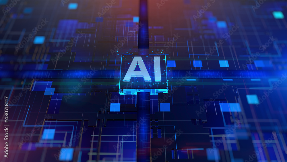 Poster cpu processor over circuit board artificial intelligence ai concept. future technology digital data 