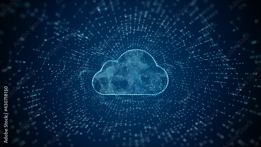 Poster digital cloud computing of cyber security, digital data network protection, 5g connection internet o