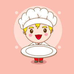 Cartoon illustration of cute chef boy character