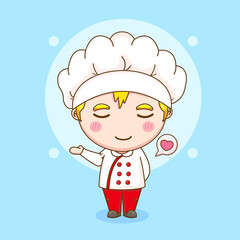 Cartoon illustration of cute chef boy character