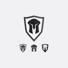Spartan helmet, gladiator logo template vector icon design, head icon of warriors, soldier