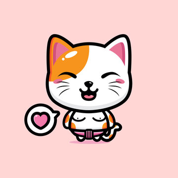 vector design of cute cartoon lucky cat being a wrestler