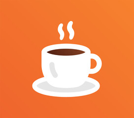 Obraz premium Coffee cup icon. Espresso hot drink cup on orange background.