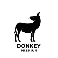 simple black Donkey vector logo icon template character illustration design isolated background