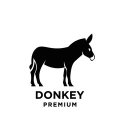 simple black Donkey vector logo icon template character illustration design isolated background