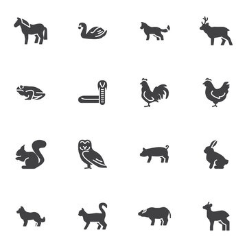 Bird and animal vector icons set