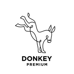 simple black line Donkey vector logo icon template character illustration design isolated background