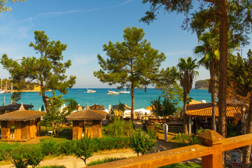 KEMER, TURKEY: Famous Qualista Beach in Kemer on a sunny day.