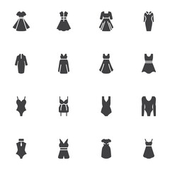 Women clothing vector icons set