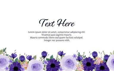 Elegant Purple Watercolor Floral Seamless Border With Place Your Text