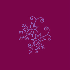 beautiful flower pattern isolated on purple background. decorative abstract design. hand drawn vector. doodle art for wallpaper, greeting and invitation card, postcard, poster. nature background. 
