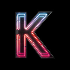 Neon Light Alphabet K with clipping path