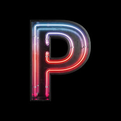 Neon Light Alphabet P with clipping path. - obrazy, fototapety, plakaty