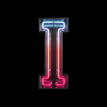 Neon Light Alphabet I with clipping path