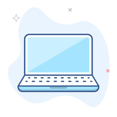 Laptop computer line illustration. Notebook outline vector icon.