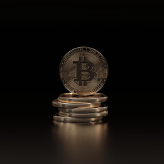3D render bitcoin concept. New virtual money. Crypto currency. 