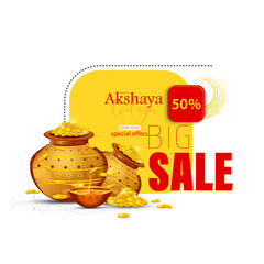 Vector  Illustration of Happy Akshaya Tritiya. sale promotion banner.