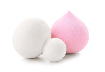Makeup sponges on white background