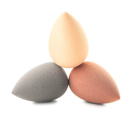 Makeup sponges on white background