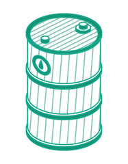Isometric Outline Oil Barrel. Isolated Object.