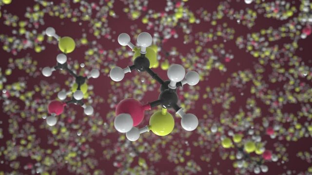 Dimercaprol molecule. Molecular model. Looping seamless 3d animation