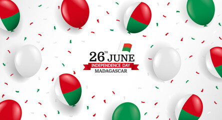Vector Illustration of Madagascar Independence Day. Background with balloons and confetti.