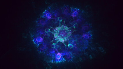 3D rendering abstract multicolor fractal light background