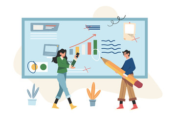 People fill out the form, modern concept for web banners, infographics, websites, filling out resumes
