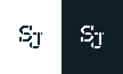 Creative minimal abstract letter SJ logo.