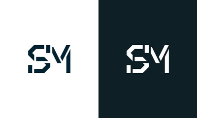 Creative minimal abstract letter SM logo.