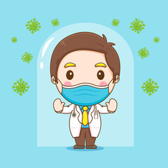 Cartoon illustration of cute doctor character
