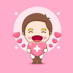Obraz premium Cartoon illustration of cute doctor character