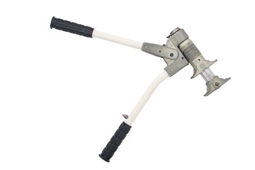 hydraulic press for the repair and manufacture of joints on metal couplings and cranes, on a white background