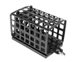 Fishing feeder trough isolated on white background side view
