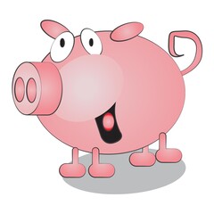 Funny Pig Cartoon Charcter Illustration
