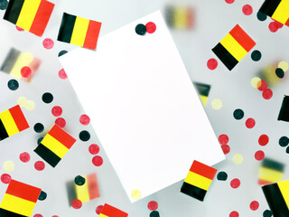 National Day of Belgium. Happy Independence. July 21. Festival. concept freedom, patriotism and memory. Flags country, foggy background