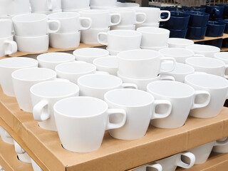 White cups a lot. Store warehouse.
