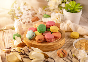 Fototapeta na wymiar Macarons in a variety of colours