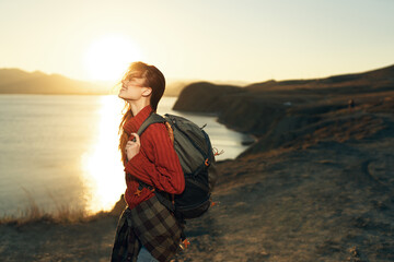 hiker outdoors landscape rocky mountains travel adventure