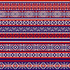 Geometric color repeating pattern for use in knitting and embroidery