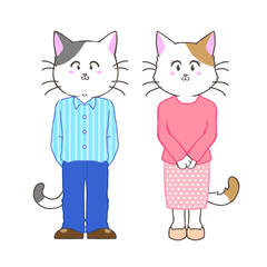 並ぶ男女（恋人・夫婦・カップル）の猫