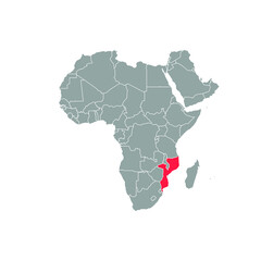 mozambique  Highlighted on africa Map Eps 10