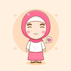 Cute Moslem girl cartoon character illustration