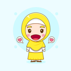 Cute Moslem girl cartoon character illustration