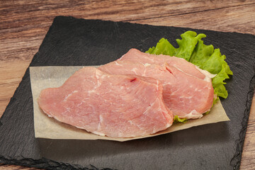 Raw pork steak for cooking